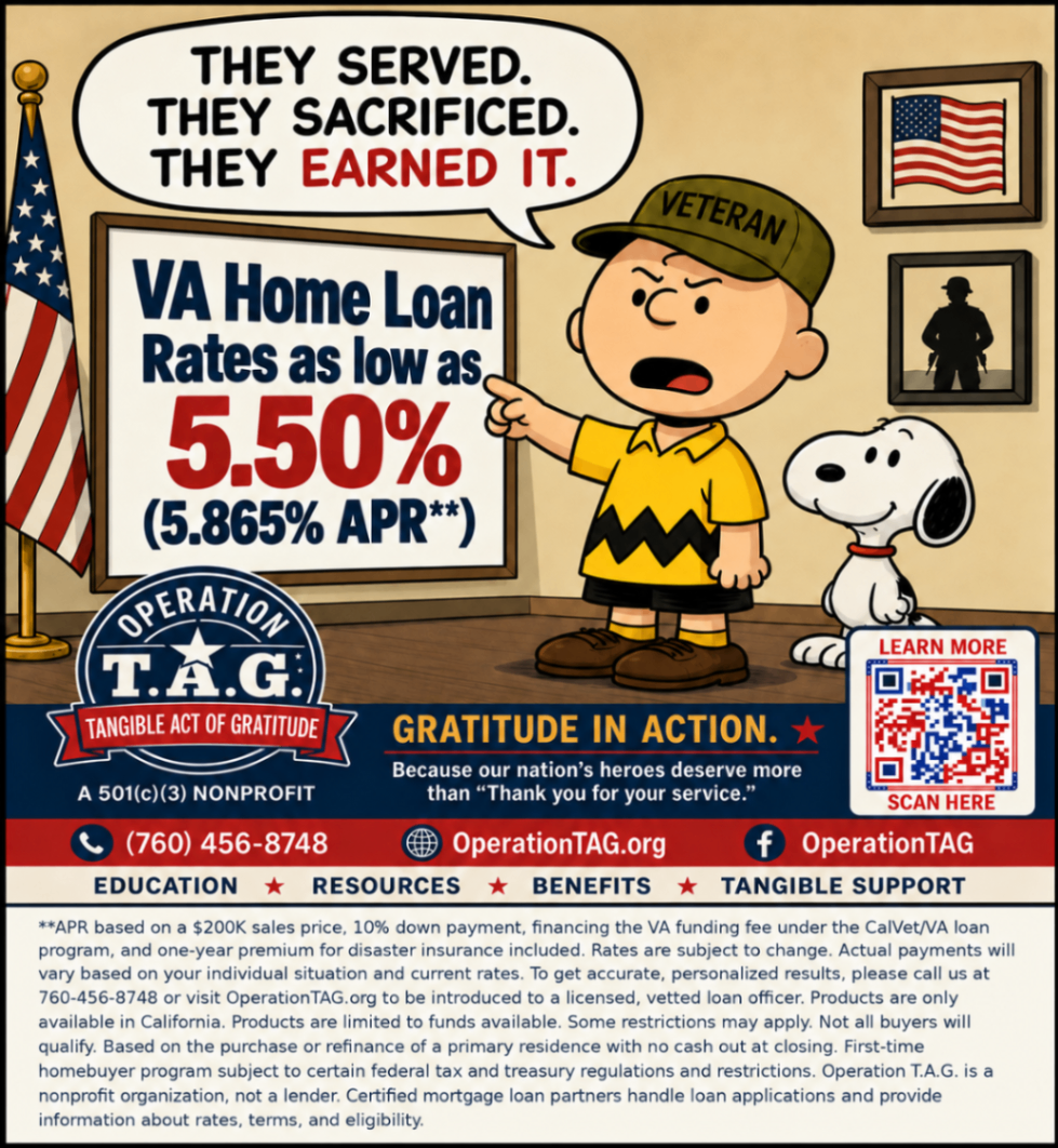 VA Home Loan Rates as low as 5.50% (5.865% APR). They Served! They Sacrificed! They Earned It!